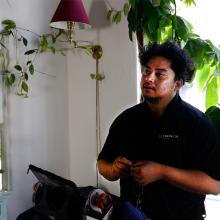 EASE Home Energy Advisor at a site visit.